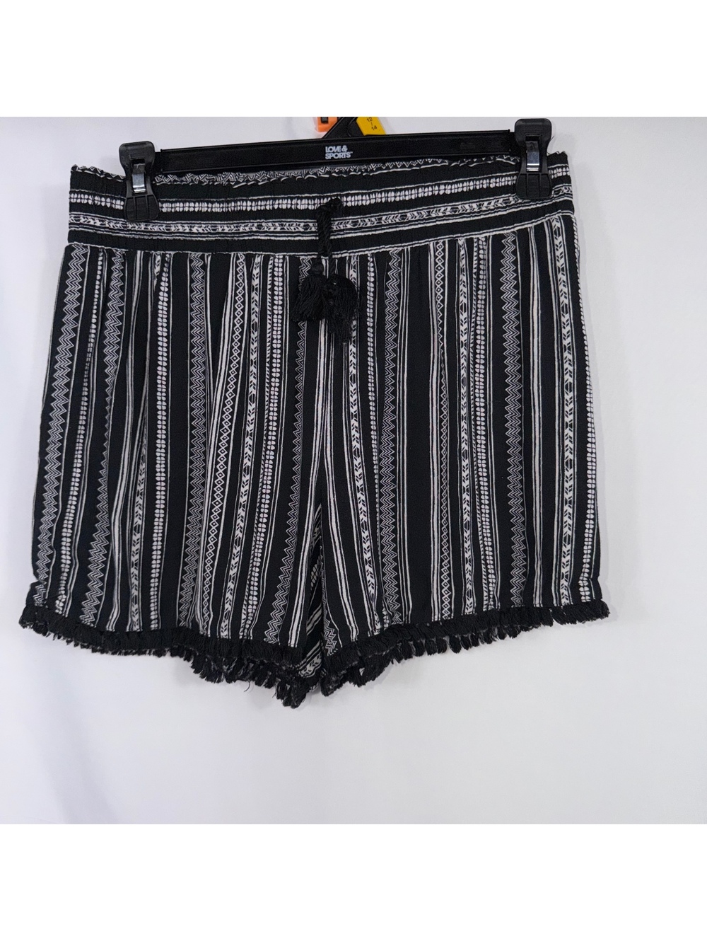 Wonder Nation XL Black White Boho Tassel Shorts